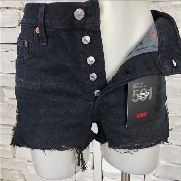 Levi’s 501’s Denim Shorts High Rise Side ZIP - Picture 6 of 9